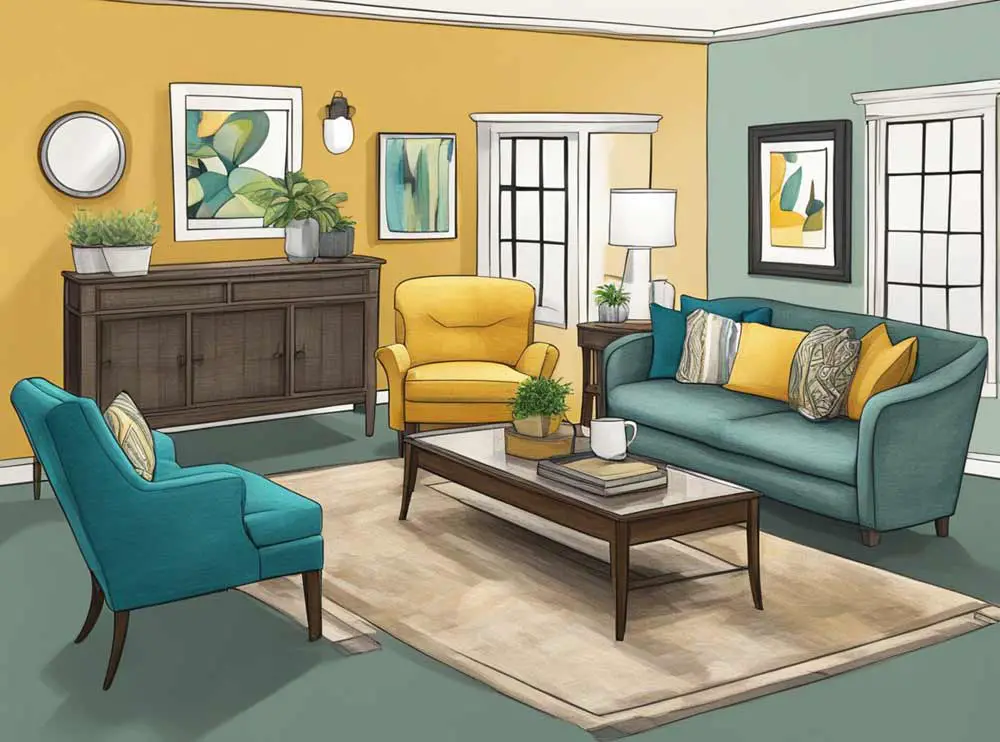 illustration of non matching furniture in living room