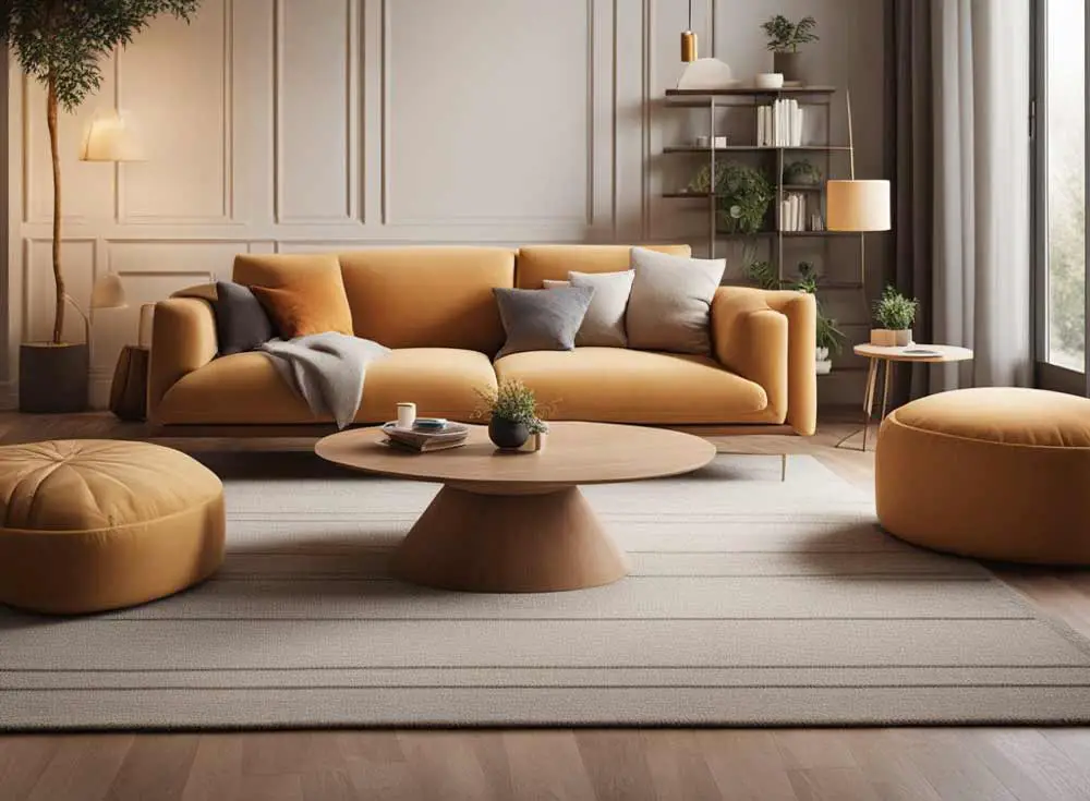 living room with warm colours and soft textures