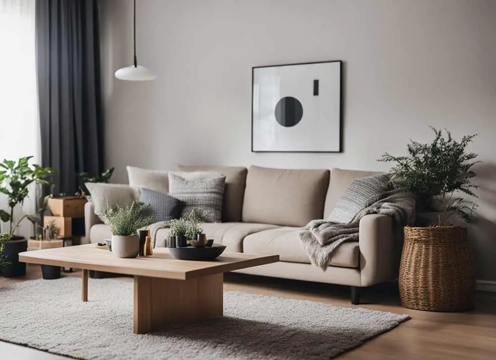 modern beige and grey living room